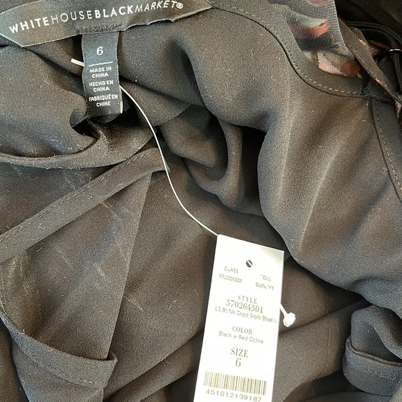 WHBM FLORAL BURNOUT DRAPED BACK BLOUSE - Picture 11 of 12